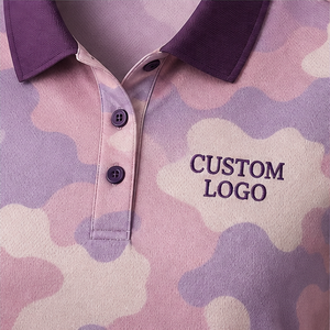 Custom Logo Womens Pastel Lavender <b>Peach</b> Abstract Short Sleeve Polo <b>Shirt</b> Quick Dry Sublimation Golf Sportswear - Product Image 6