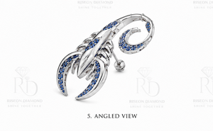 Broche de luxe en argent sterling 925 motif hippocampe et diamant, avec accent bleu roi, épingle de revers marine, bijou de mode raffiné et formel - Product Image 5