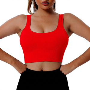 Women's Solid Color Sports <b>Bra</b> Ribbed Crop Top High Support Fitness - Product Image 4