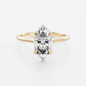 Anillo de Compromiso Solitario con Diamante Cultivado en Laboratorio, Corte Marquesa, Certificado IGI, Joyería Fina de Lujo, Oro Puro de 14k Amarillo/Blanco/Rosa - Product Image 1