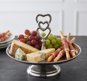 Artisanal Stainless Steel Heart Shape Handle <b>Cake</b> Stand Reusable Round Pedestal Cheese Display Tray For Party Serving <b>Weddings</b> - Product Image 4