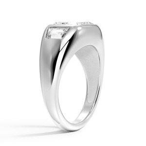 Bague pour homme en diamant de laboratoire de qualité supérieure, or blanc 18 carats, style baguette - Product Image 3