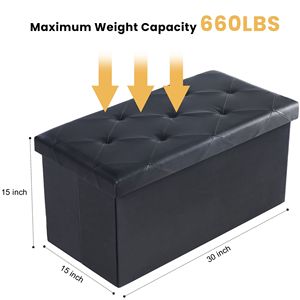 Banc de rangement pliable de 30 pouces avec coussin supérieur en cuir, repose-pieds pour lit - Product Image 4