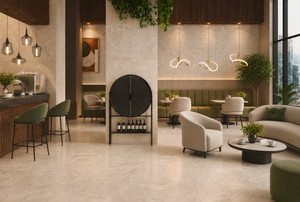 Carreaux de porcelaine vitrifiée Earth Vibes 600x1200mm, finition mate, 9mm, antidérapants, résistants au feu, pour salle de bain minimaliste - Product Image 4