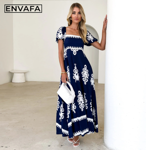 Vestido Maxi de Verano para Mujer, Estilo Urbano, Tejido Polinesio, Largo hasta el Suelo, Elegante, Bohemio, 100% Poliéster, Transpirable, Cintura Alta, Personalizado - Product Image 5