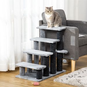 "Cat/<b>Dog</b> Stairs 4-Level Kitten Climber Light Grey with Hanging Play <b>Ball</b> & Bed/Sofa Steps" - Product Image 2
