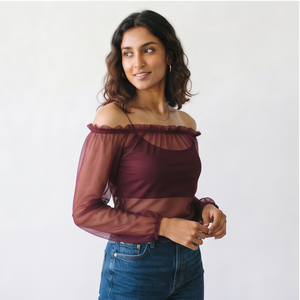 Women's Off The Shoulder <b>Mesh</b> Blouse Full Sleeve Sheer Sexy <b>Top</b> Summer Lightweight Blouse Off Shoulder Shirt <b>Top</b> Women - Product Image 3