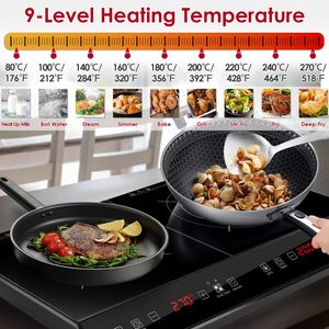 Fornello a Induzione Doppio da 4000W, Piano Cottura Elettrico Portatile a 2 Fuochi con Sensore Touch, Superficie in Ceramica Doppia - Product Image 3