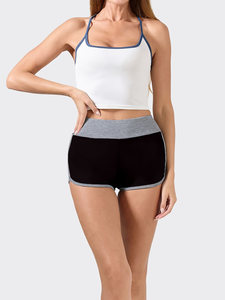 Women's High Waist Black Knitted 95% Cotton Customize Brand Elastic Waist Regular Fit Breathable Sporty Shorts Made Bangladesh - Product Image 4