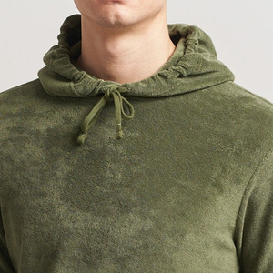Sudadera con Capucha Verde Oliva Unisex Oversize de Forro Polar Casual de Otoño con Bolsillos Diseño Tejido Ajuste Regular Sólido con Serigrafía Frontal - Product Image 4