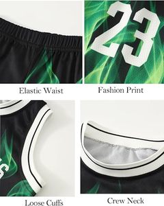 Children's Customizable Men's Basketball Jersey Shorts Set Sublimated Print Team Name Number 23 Moisture Wicking <b>Athletic</b> Wear - Product Image 5