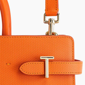 <b>Orange</b> Saffiano PU Tote Bag Women Shoulder <b>Handbag</b> Zipper Portable Large Capacity for Daily Travel - Product Image 3