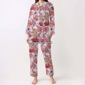 Women's Pure Cotton Co Ord Set Organic Print Luxury Spring/Summer Floral/Character/Letter/Pattern/Vacation/Coconut <b>Tree</b> Pattern - Product Image 2