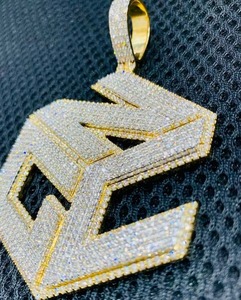 Initial Letter Hip Hop <b>Pendant</b> Custom 925 Sterling Silver <b>Solid</b> <b>Gold</b> Plated Moissanite Iced Out Letter Name <b>Pendant</b> For Men's - Product Image 3
