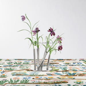 Jarrón de laboratorio de <span class=keywords><strong>roble</strong></span>, jarrones de tallo moderno y alto corto, jarrones de acero de un solo tallo, decoración de mesa para eventos de boda - Product Image 2