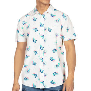 Vente en gros de nouvelles chemises hawaïennes respirantes pour hommes, à séchage rapide, imprimées plage, à manches courtes - Product Image 2