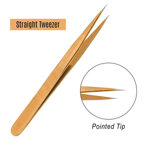 Pince à épiler droite en acier inoxydable pour extensions de cils avec pointe courbée, pince à épiler pour volume, pince à épiler de précision durable - Product Image 3