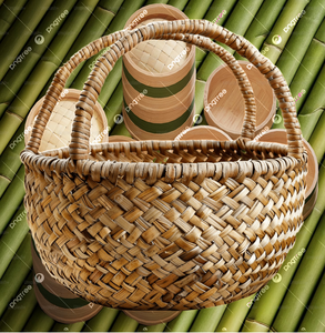 Stunning Rectangular Woven Bamboo Storage <b>Garden</b> Planter <b>Baskets</b> Standing Feet Tall Handle Eco-Friendly Luxury Hotel Use <b>Hanging</b> - Product Image 6