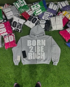 Sudaderas con Capucha Personalizadas de Alta Calidad para Hombre, Tallas Grandes, Estilo Vintage, Bordadas, Desgastadas, de Algodón Terry, con Diseño de Araña - Product Image 3