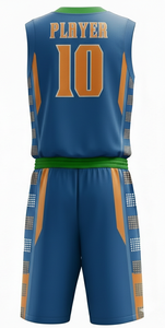 Conjunto de Camiseta de Baloncesto Personalizada para Hombre, sin Mangas, Cuello en V, Sublimada, Absorbe la Humedad, Ropa Deportiva, Nombre del Equipo 10, Azul, Naranja, Verde - Product Image 2
