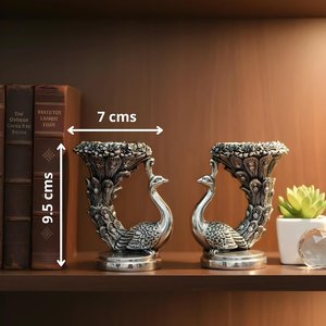ชุดเชิงเทียนรูปนกยูงชุบเงิน 2 ชิ้น ขนาด 9.5 ซม. ของตกแต่งโต๊ะ - Product Image 2