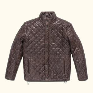 <b>Leather</b> <b>Jacket</b> OEM Custom Design Stand Collar Vintage Quilted <b>Leather</b> <b>Jacket</b> Outdoor Autumn <b>Long</b> Sleeve Genuine <b>Leather</b> <b>Jacket</b> - Product Image 2