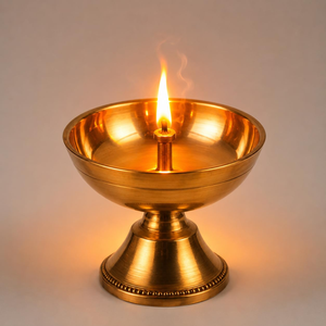 Brass Diya Traditional Oil Lamp Pooja Deepak with Brass Finish for Diwali Temple Home <b>Mandir</b> Aarti Festival Decoration Spiritual - Product Image 3