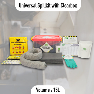 Portable 15L Universal Spill Kit with Clear Box | Compact Emergency Spill Response Kit for Oil, Fuel & Chemical Absorption - Product Image 2