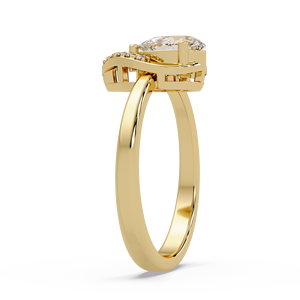 Anillo de Compromiso Moderno de Oro de 14K con Diamante Cultivado en Laboratorio de Corte Pera Flotante, Media Halo Solitario de 0.55 Quilates TW, Anillo de Boda de Lujo para Novia - Product Image 3