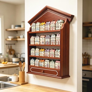 Armoire à épices rustique en bois de Jatoba, écologique, durable et légère, finition noyer - Organisateur de cuisine en gros - Product Image 3