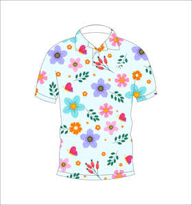 Men’s <b>Light</b> Blue Floral <b>Butterfly</b> Print Polo Shirt Casual Summer Short Sleeve Fashion Tee - Product Image 4