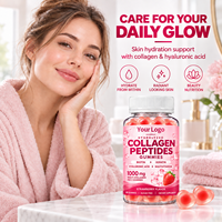 Gummies personnalisées multi-collagène hydrolysé 1000mg avec biotine et kératine, sans sucre, pour la santé des cheveux, de la peau et des ongles, 60 unités