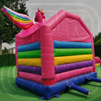 Château Gonflable Commercial Combo Toboggan Aquatique et Trampoline Licorne