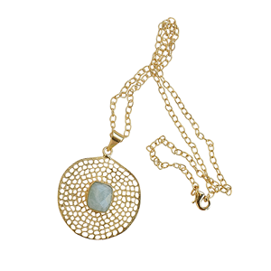 Collar con Colgante de Amazonita Chapado en Oro, Diseño Contemporáneo con Disco, Joyería Minimalista Semipreciosa al por Mayor - Product Image 2