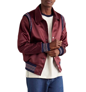Veste universitaire en satin personnalisée de haute qualité 2025, grande taille, veste de lycéen brodée pour hommes - Product Image 3