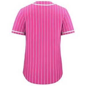 Custom Unisex Pink Striped Short Sleeve <b>Baseball</b> Jersey Breathable Polyester Regular Fit All Seasons Apparel - Product Image 2