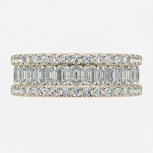 Women's 925 Sterling <b>Silver</b> Moissanite Eternity Band <b>Ring</b> Rhodium Plated Baguette Cut Pave Setting Luxury Wedding Jewelry - Product Image 5