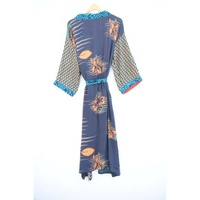 Peignoir Kimono tissé en soie à motifs floraux Robe Maxi Poches pour habillage quotidien Couverture de plage Longue Été Automne Printemps
