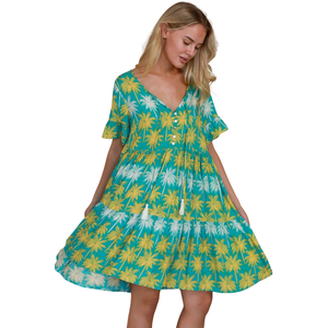 Vestido Mini Estampado para Mujer, Vestido Casual de Verano de Manga Corta - Product Image 4
