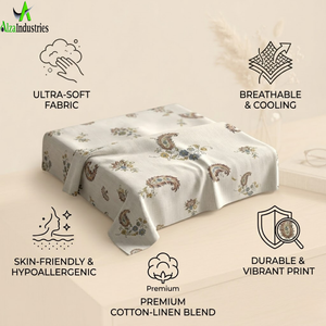 <b>Super</b> <b>King</b> Size 120x120* Pure Cotton Bedsheet Set Floral Paisley Printed Luxury Bedding with 2 <b>Pillow</b> Covers Breathable Quality - Product Image 6