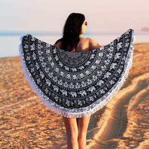 Tapis mural rond imprimé d'oiseaux, tapisserie de Yoga, Mandala, style indien, pour plage, pique-nique de plage, vente en gros - Product Image 3