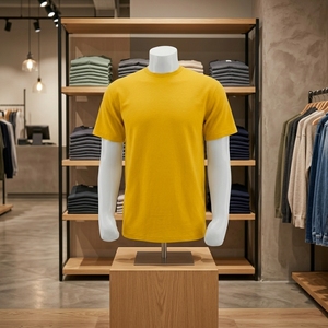 เสื้อยืดลำลองสีพื้นสำหรับผู้ชาย ผ้าฝ้ายผสม ระบายอากาศได้ดี คอกลม ใส่สบายทุกวัน เสื้อยืดพื้นฐาน - Product Image 6