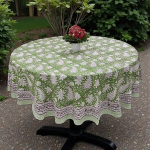 Artisan Handblock Print Cotton Cambric 40s <b>Table</b> Cloth Soft Smooth Finish Washable Durable Dining <b>Table</b> <b>Cover</b> Home Kitchen Use - Product Image 1