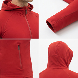 <b>Men</b> Slim Fit Full Zipper Front Hoodie 100% Polyester Yoga Compression Gym Anti-Bacterial Quick Dry Hooded <b>Jacket</b> - Product Image 6