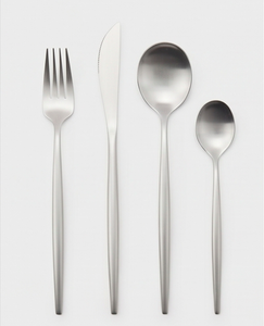 Ensemble de couverts minimalistes en acier inoxydable, fourchette, couteau, cuillère, finition miroir haute brillance, résistant à la rouille, vaisselle de mariage - Product Image 1