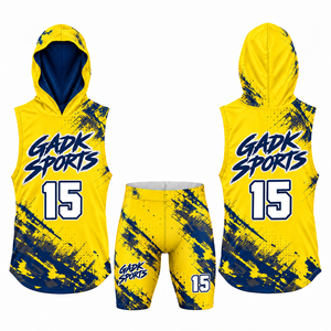 Conjunto de camiseta y pantalones cortos de fútbol americano sublimados al por mayor, personalizados con color, número, nombre del equipo, uniforme 7 contra 7 a precio económico. - Product Image 2