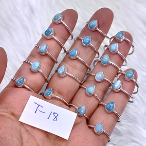 Anillo Pequeño con Gema de Larimar, Anillos de Plata de Ley 925 de Buena Calidad, Accesorios de Joyería Fina, Precio al por Mayor, Joyería de Plata - Product Image 1