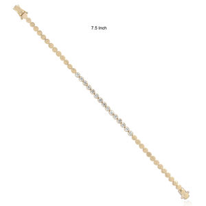 กำไลข้อมือเทนนิสเพชรธรรมชาติทรงเบเซล ทองคำ 14k สีเหลือง งานแฮนด์เมด เครื่องประดับอัญมณีชั้นดี ขายส่ง - Product Image 4