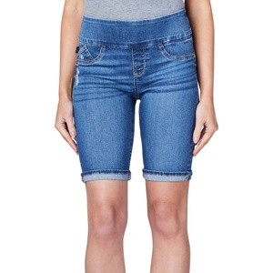 Shorts en jean satiné vintage respirant taille mi-haute pour femme, prix abordable, personnalisables pour filles, délavage clair, fabriqué au Pakistan - Product Image 5