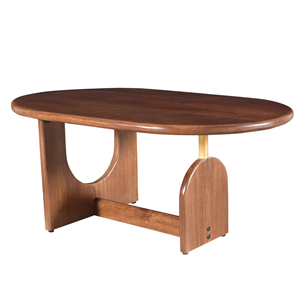 Mesa de Centro Moderna de Mediados de Siglo, de Madera de Mango Sólida con Acabado Tubbaq, Patas Plegables en Forma de U, Mesa de Centro Resistente para Sala de Estar - Product Image 1